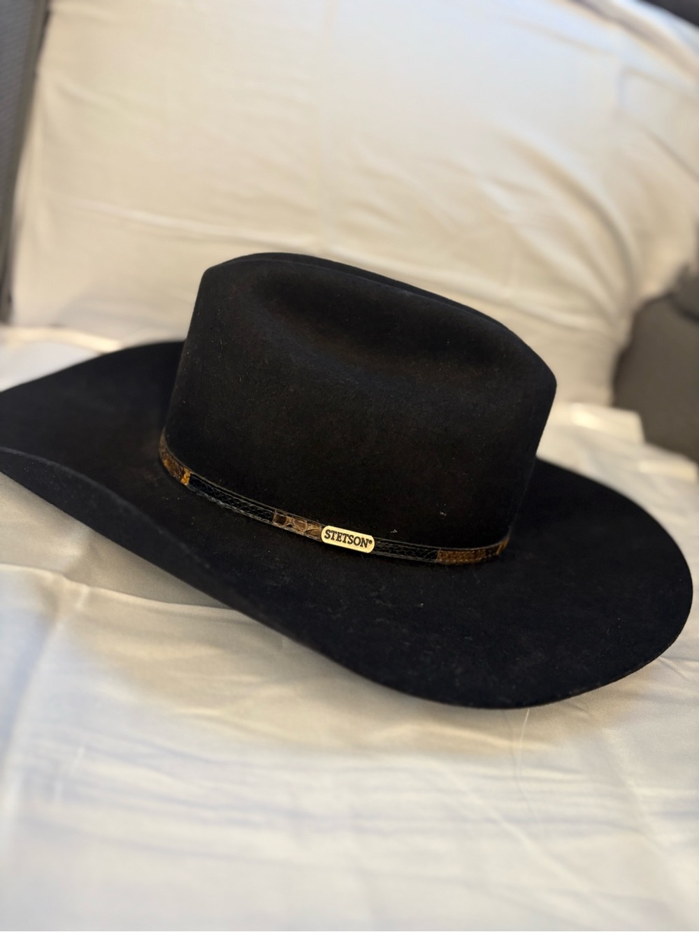 Stetson Black Felt Western Hat with Branded Band